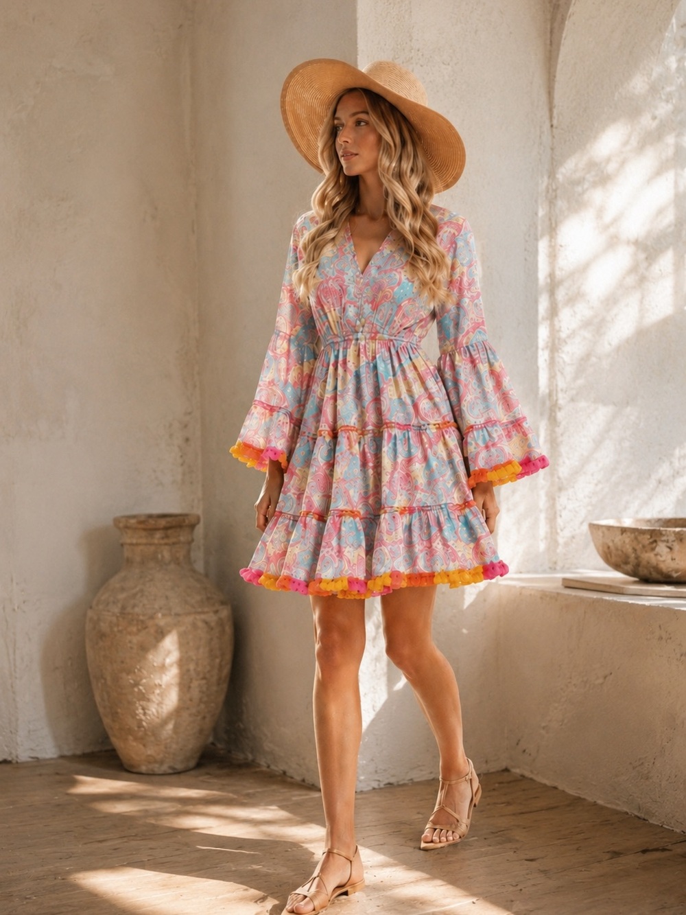45. LAST 1!  Moda posa crochet detail thin summer dress crochet